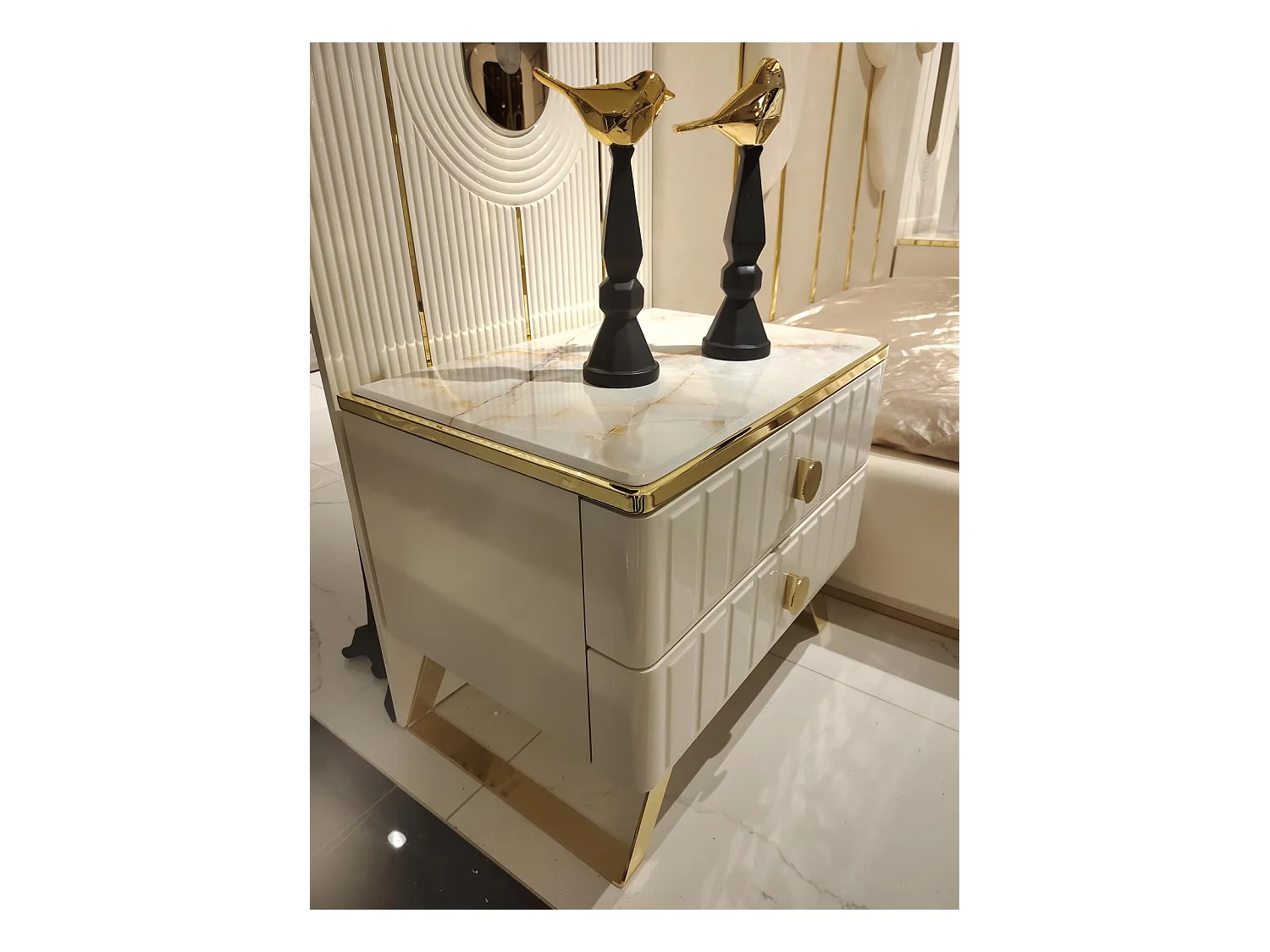 Schlafzimmer Möbel 2x Nachttisch Kleiderschrank Kommode Schrank Holz 5tlg