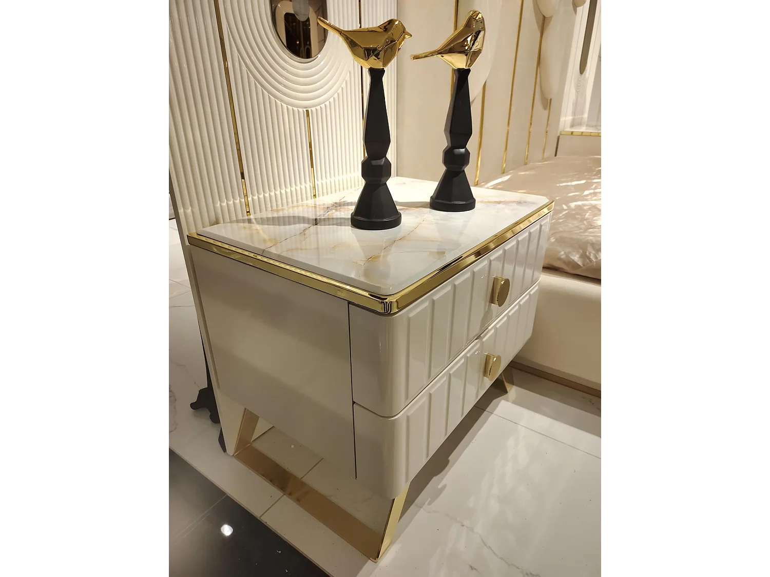 Schlafzimmer Möbel 2x Nachttisch Kleiderschrank Kommode Schrank Holz 5tlg