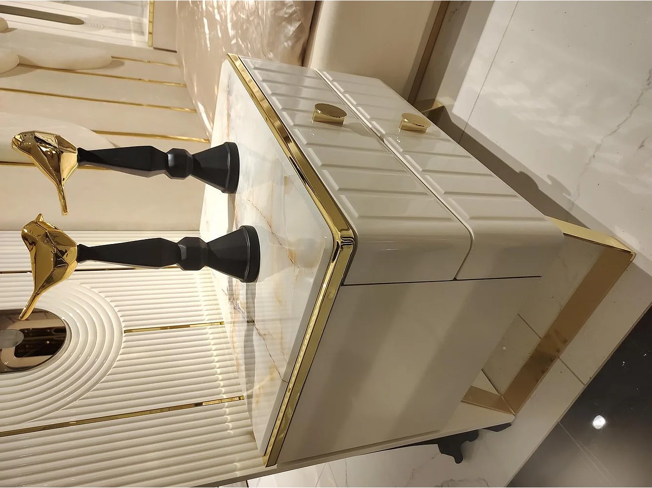 Schlafzimmer Möbel 2x Nachttisch Kleiderschrank Kommode Schrank Holz 5tlg