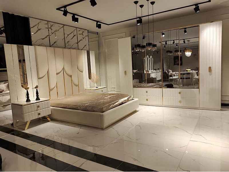 Schlafzimmer Möbel 2x Nachttisch Kleiderschrank Kommode Schrank Holz 5tlg