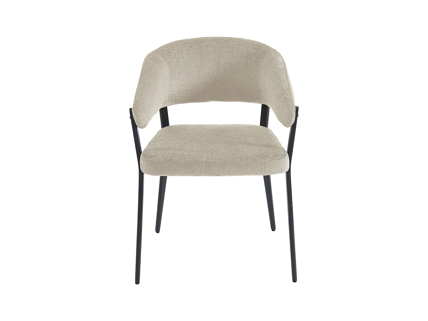 Lot de 2 chaises avec accoudoirs en tissu et métal noir - Beige - AVRELA
