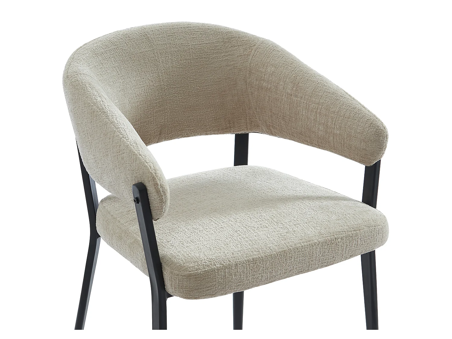 Lot de 2 chaises avec accoudoirs en tissu et métal noir - Beige - AVRELA