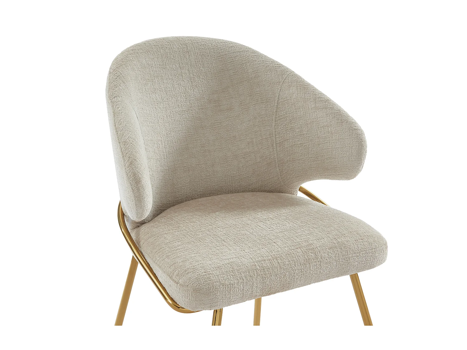 Lot de 2 chaises en tissu et métal doré - Beige - LUXIVA de Pascal Morabito