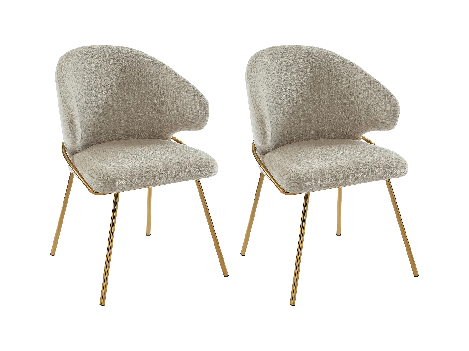 Lot de 2 chaises en tissu et métal doré - Beige - LUXIVA de Pascal Morabito