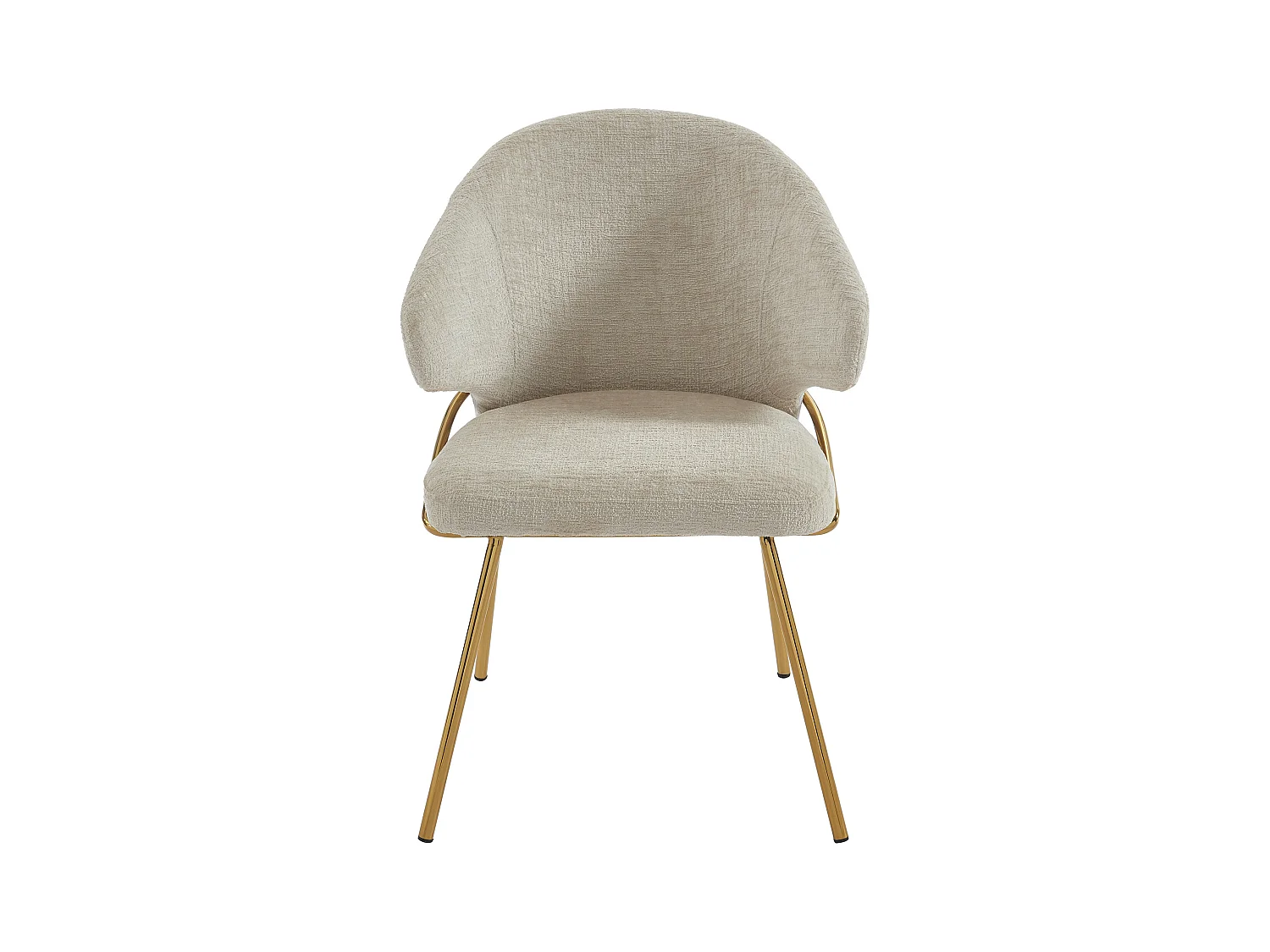 Sedia in Tessuto e Metallo Dorato Beige - Lotto di 2 - LUXIVA