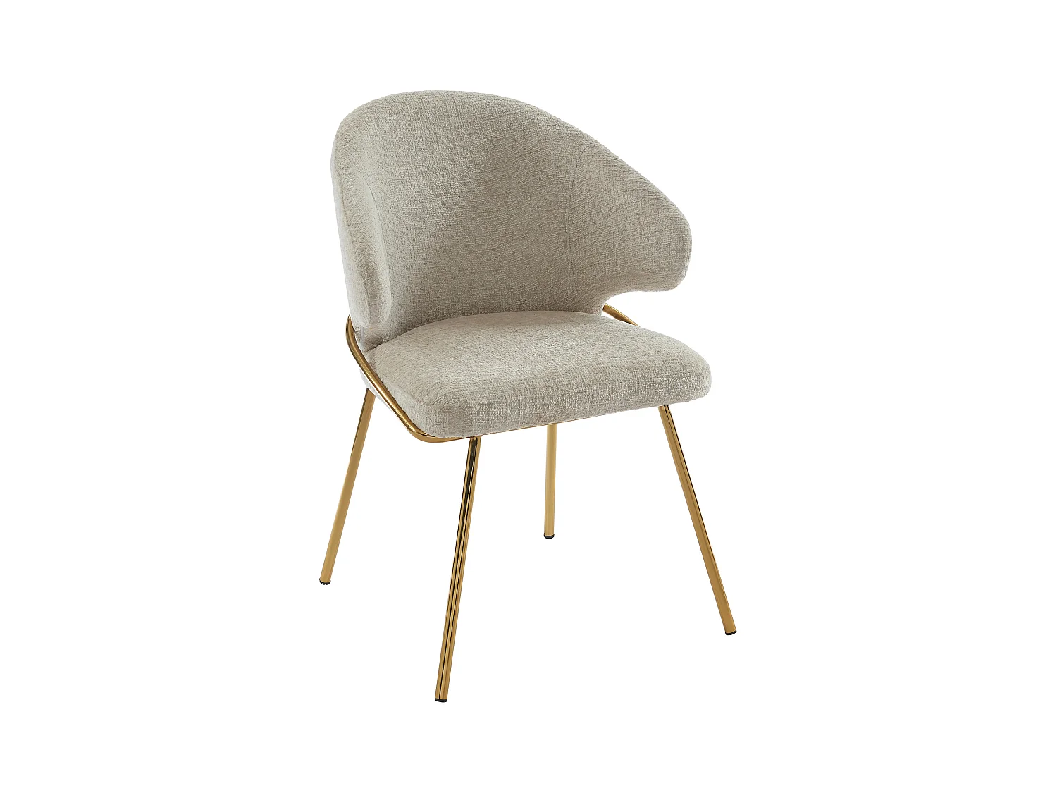 Sedia in Tessuto e Metallo Dorato Beige - Lotto di 2 - LUXIVA