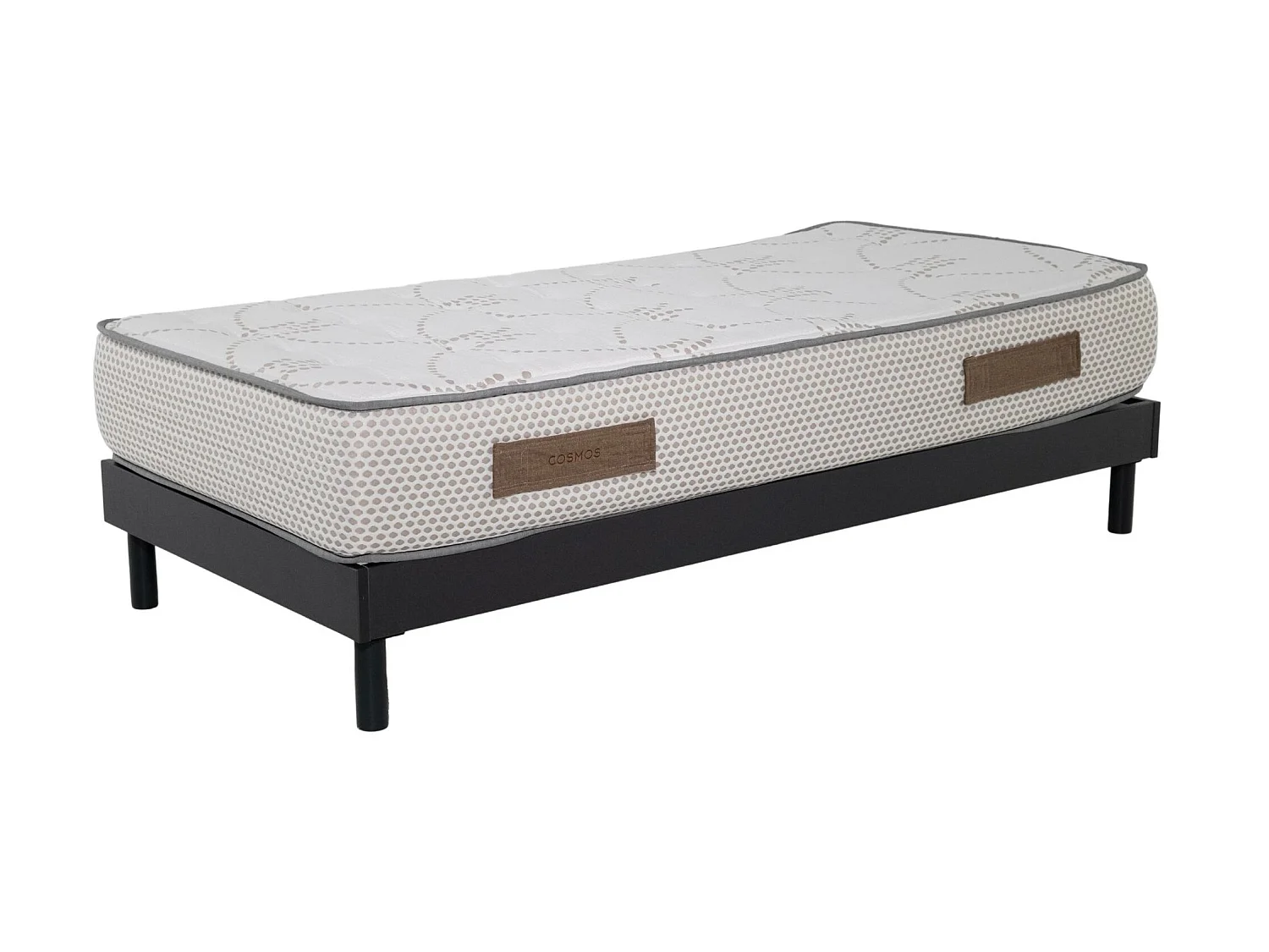 Ensemble Matelas mousse Cosmos White - 90x190cm - accueil mémoire de forme et Sommier kit gris