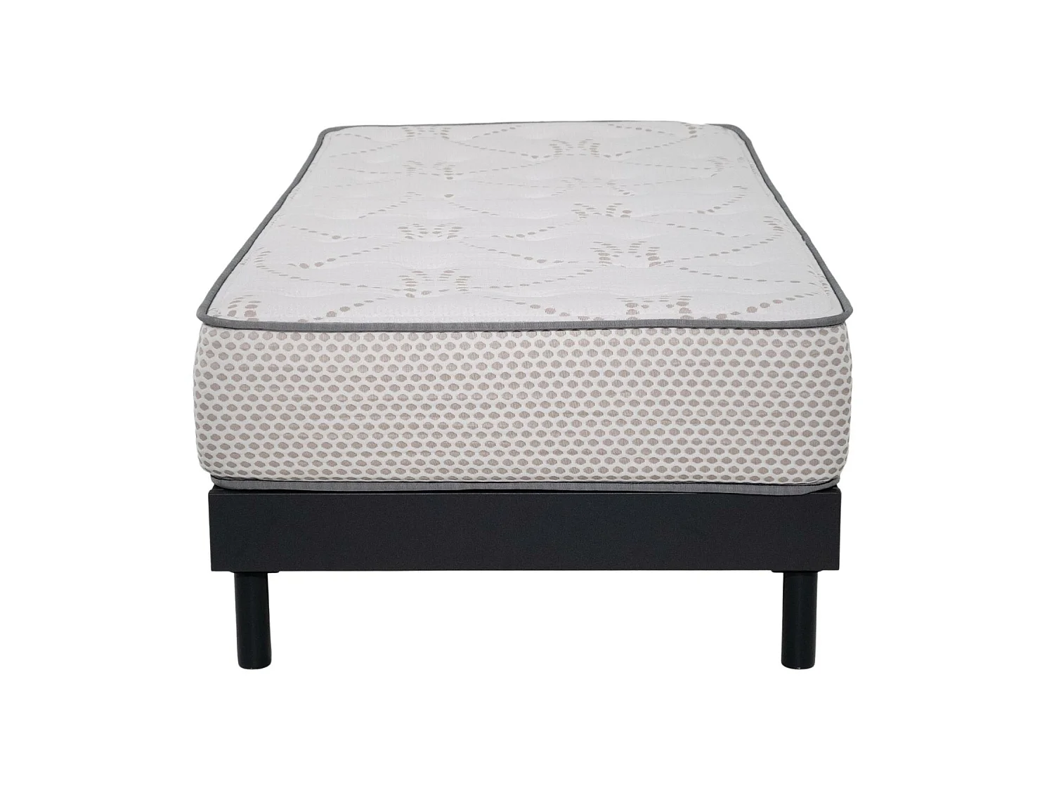 Ensemble Matelas mousse Cosmos White - 90x190cm - accueil mémoire de forme et Sommier kit gris