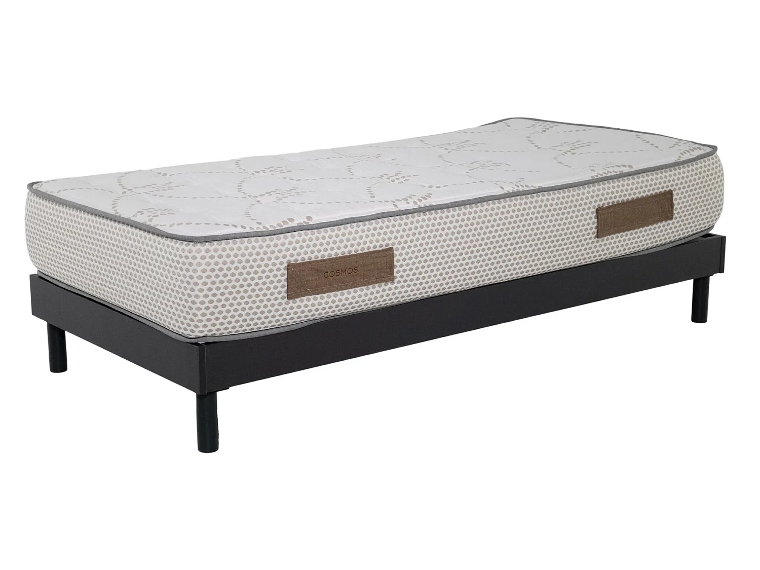 Ensemble Matelas mousse Cosmos White - 90x190cm - accueil mémoire de forme et Sommier kit gris