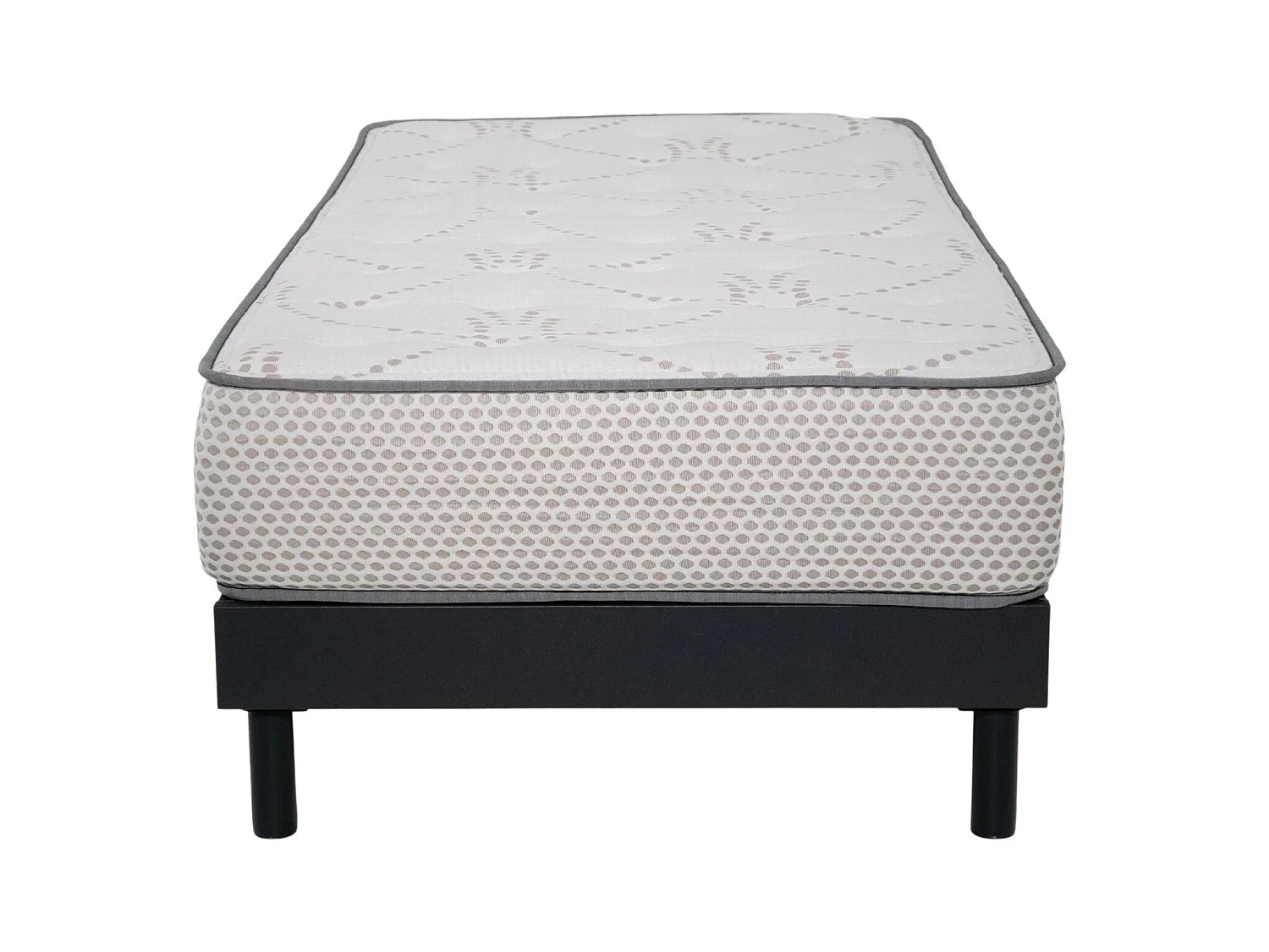 Ensemble Matelas mousse Cosmos White - 90x190cm - accueil mémoire de forme et Sommier kit gris