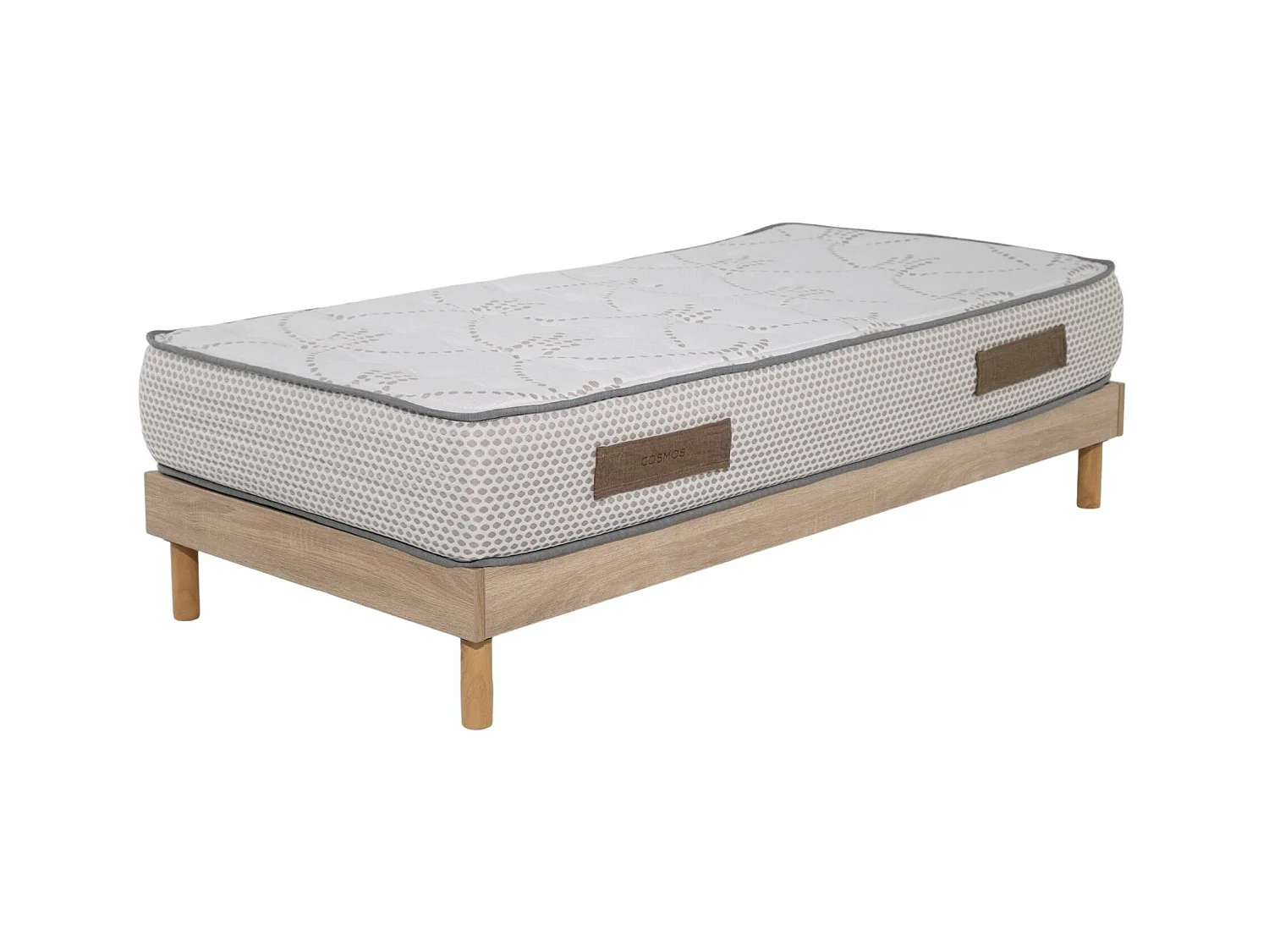 Ensemble Matelas mousse Cosmos White - 90x190cm - accueil mémoire de forme et Sommier kit chêne