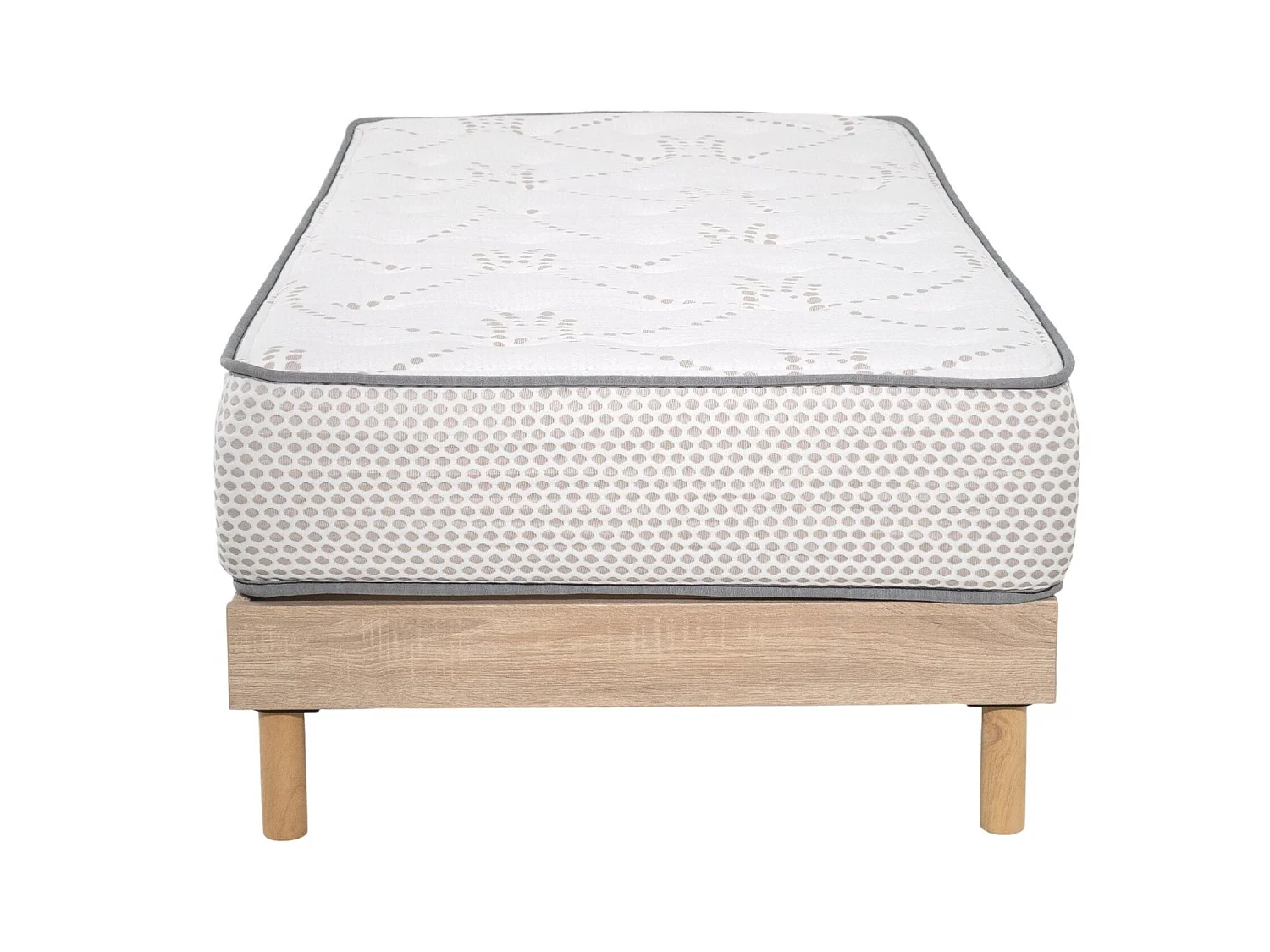 Ensemble Matelas mousse Cosmos White - 90x190cm - accueil mémoire de forme et Sommier kit chêne