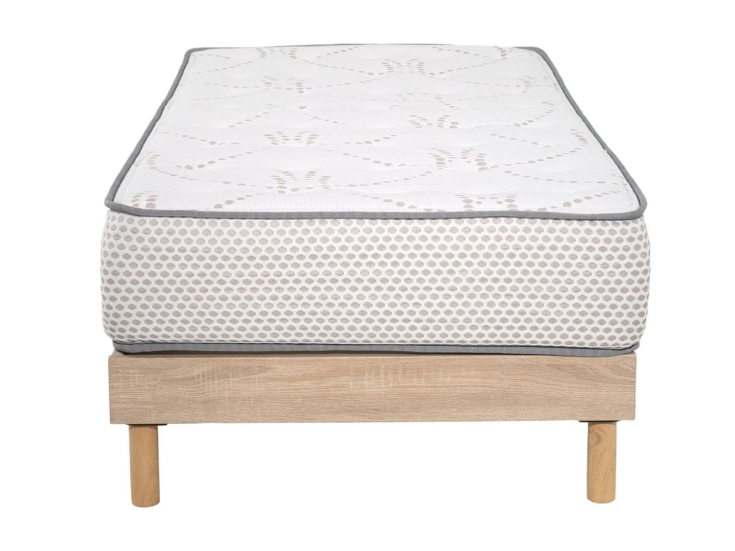 Ensemble Matelas mousse Cosmos White - 90x190cm - accueil mémoire de forme et Sommier kit chêne