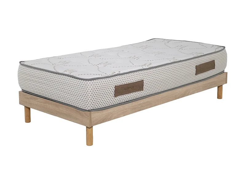 Ensemble Matelas mousse Cosmos White - 90x190cm - accueil mémoire de forme et Sommier kit chêne