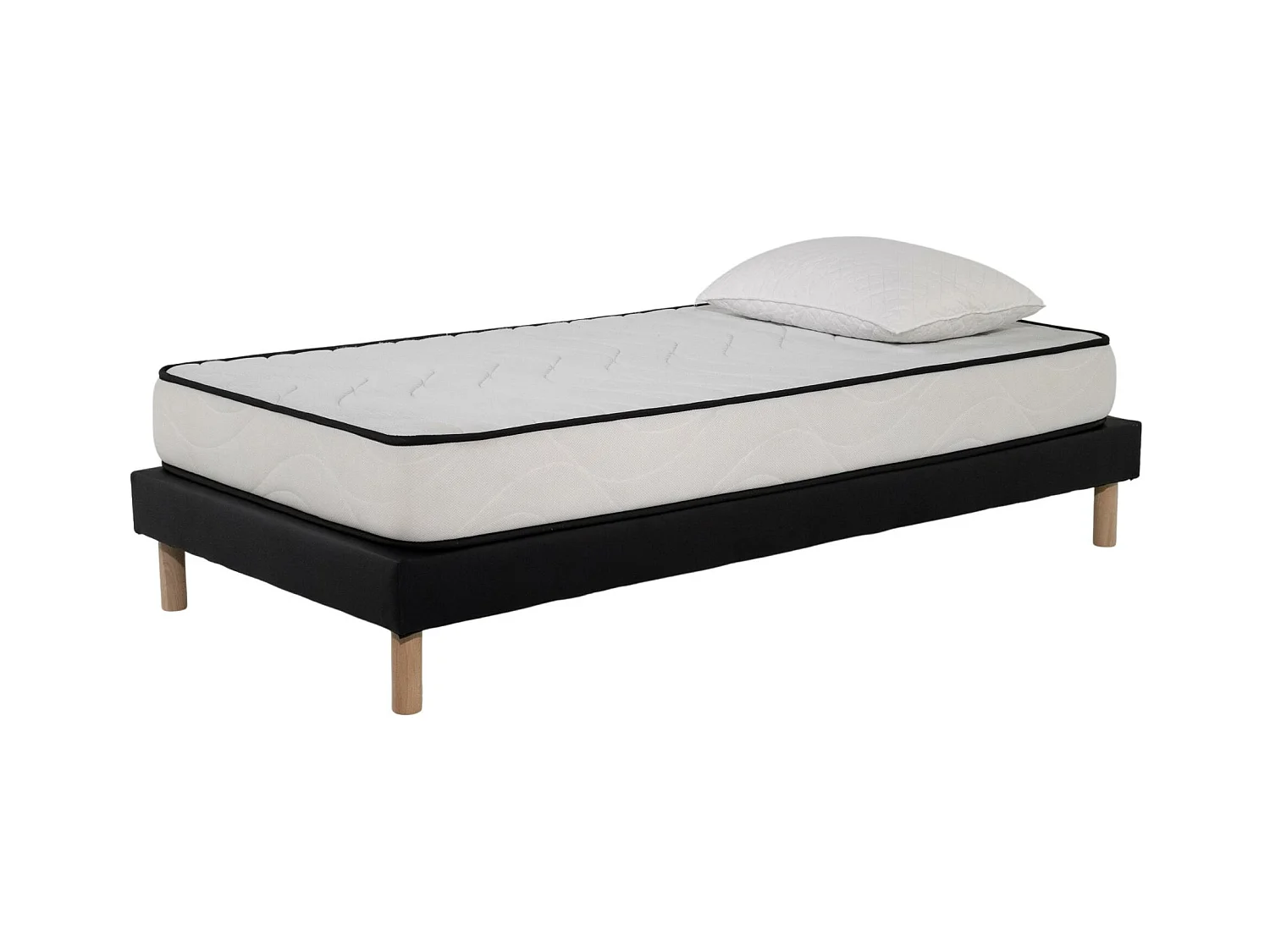 Ensemble Matelas mousse Confort 90x190cm 1 Oreiller  flocons mémoire 50x70 - Sommier kit Gris