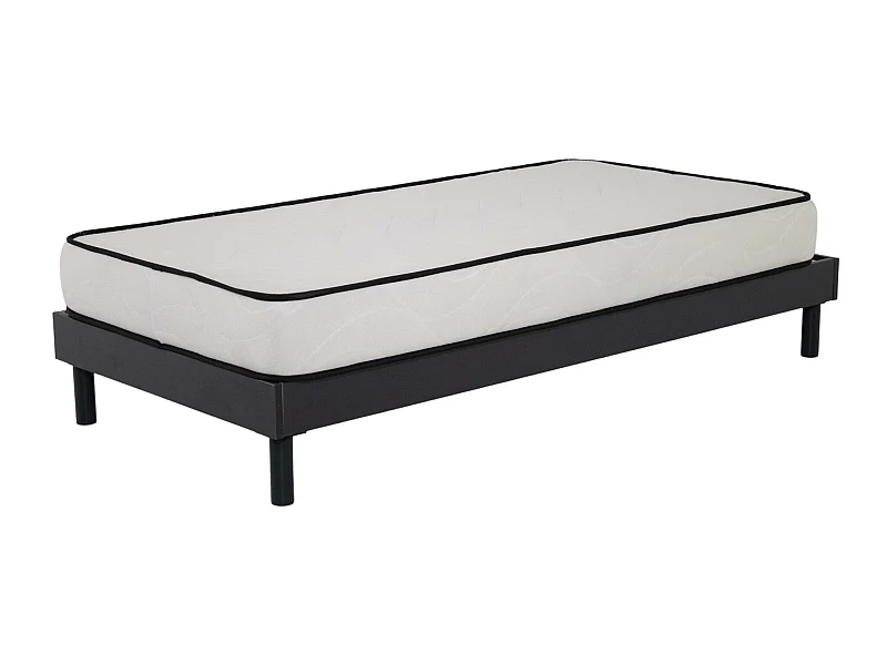 Ensemble Matelas mousse Confort - 90x190cm - mousse - 18 cm et Sommier kit gris
