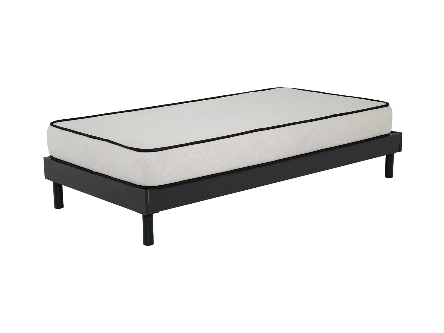 Ensemble Matelas mousse Confort - 90x190cm - mousse - 18 cm et Sommier kit gris
