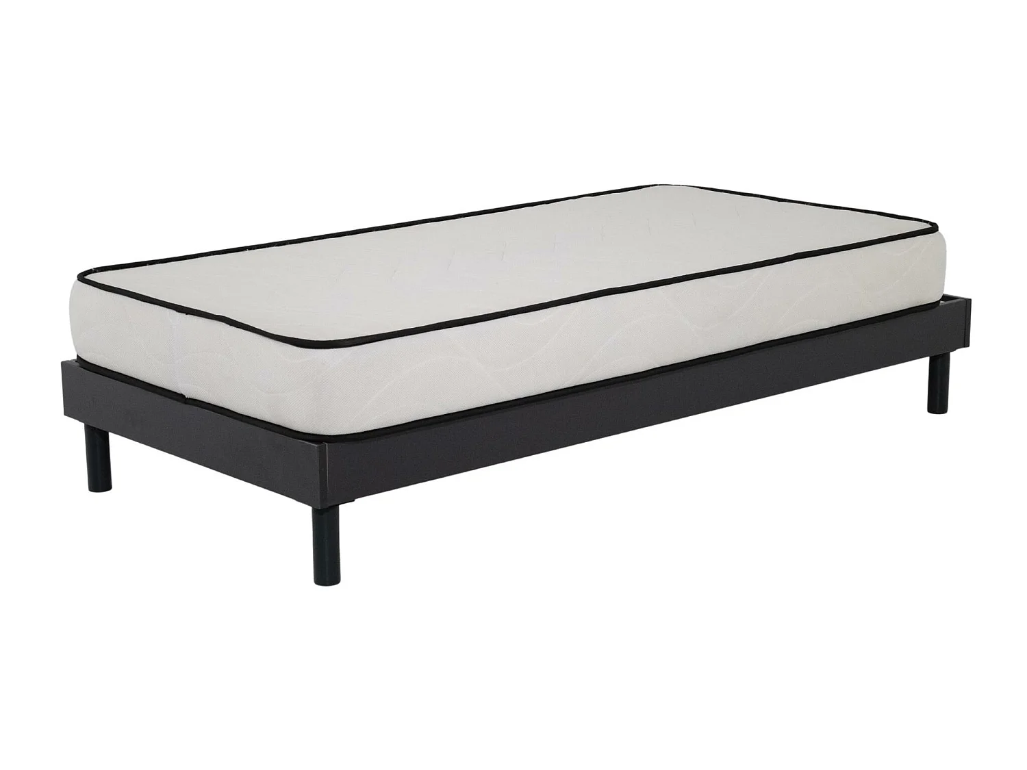Ensemble Matelas mousse Confort - 90x190cm - mousse - 18 cm et Sommier kit gris