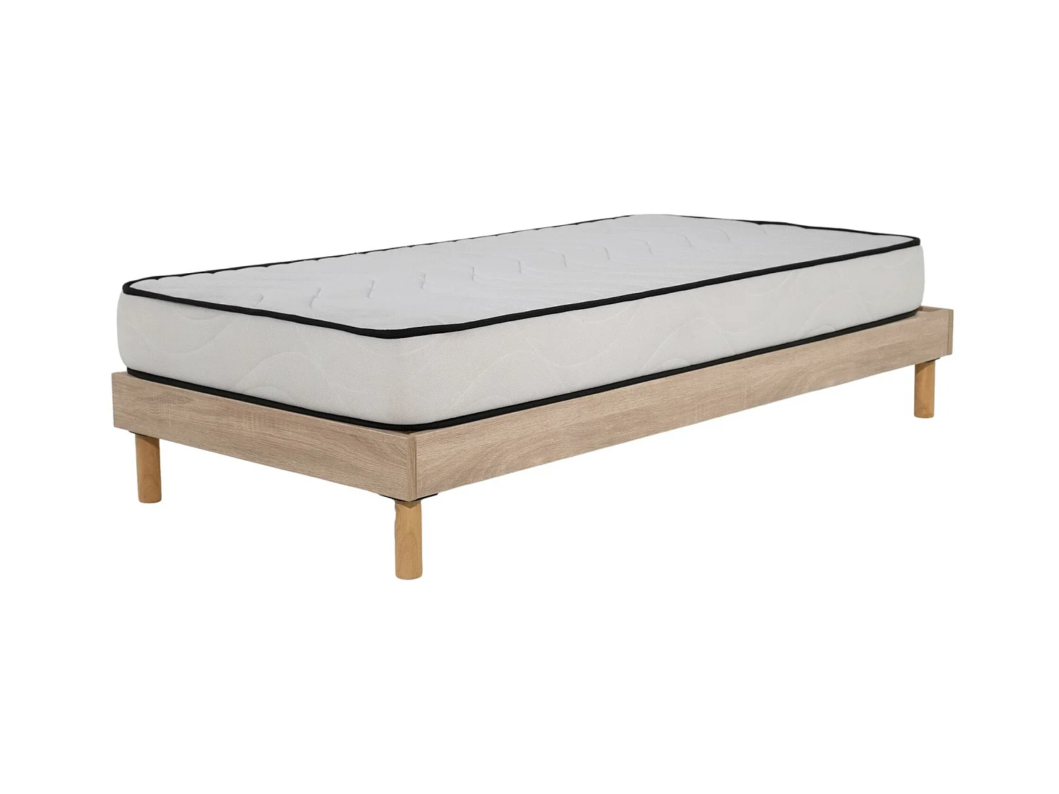 Ensemble Matelas mousse Confort - 90x190cm - mousse - 18 cm et Sommier kit couleur chêne