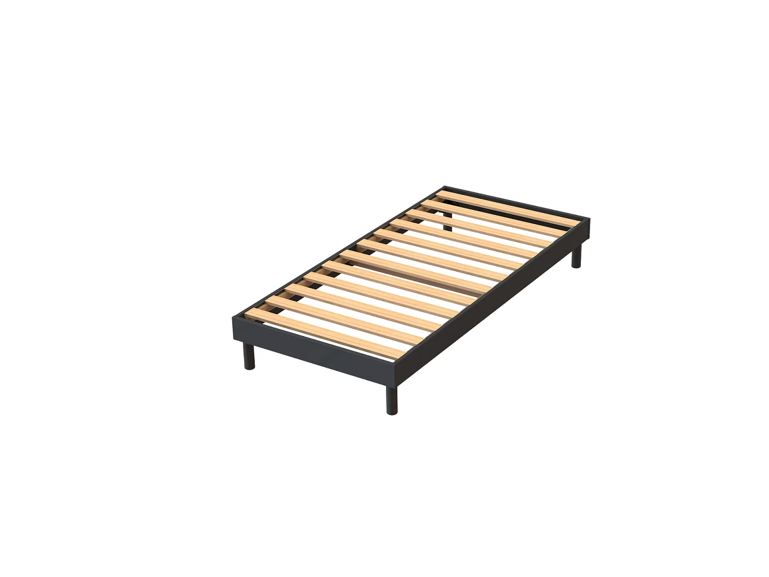 Ensemble Matelas Luxe mousse - 90x190cm avec 1 Oreiller visco 60x60 et Sommier kit gris