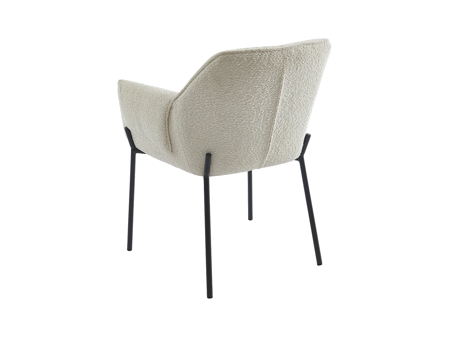 Conjunto de 2 cadeiras com apoios de braços em tecido bouclé e metal preto, creme - AKETI