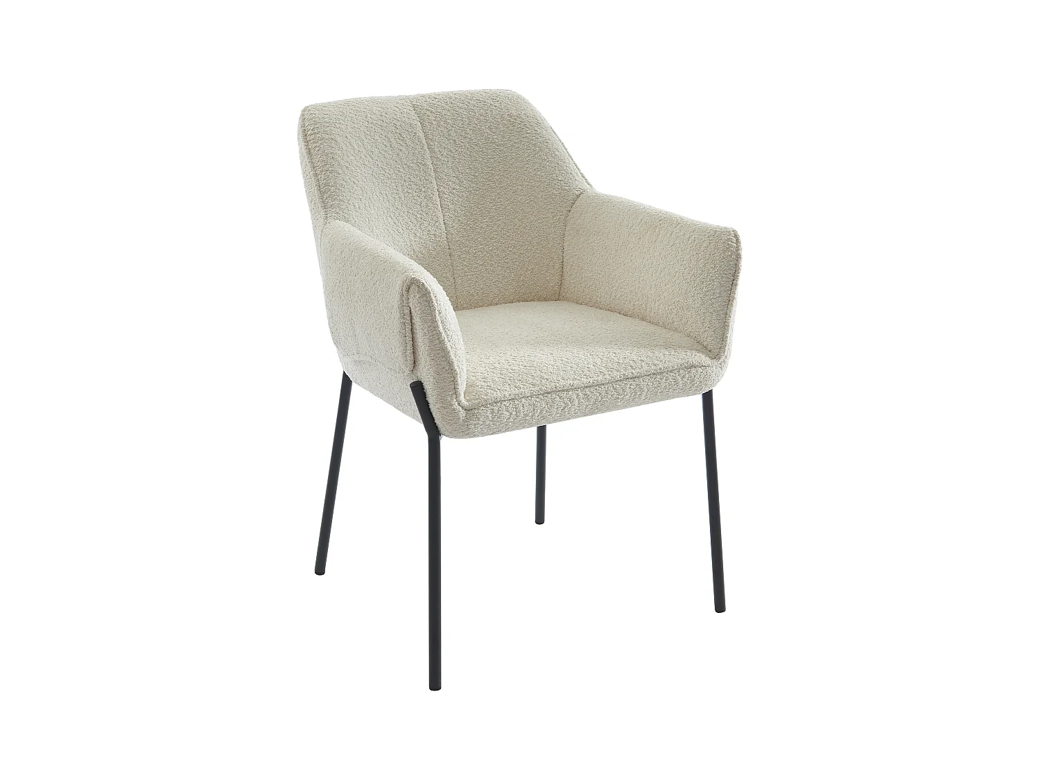 Lot de 2 chaises avec accoudoirs en tissu bouclette et métal noir - Crème - AKETI de Pascal Morabito