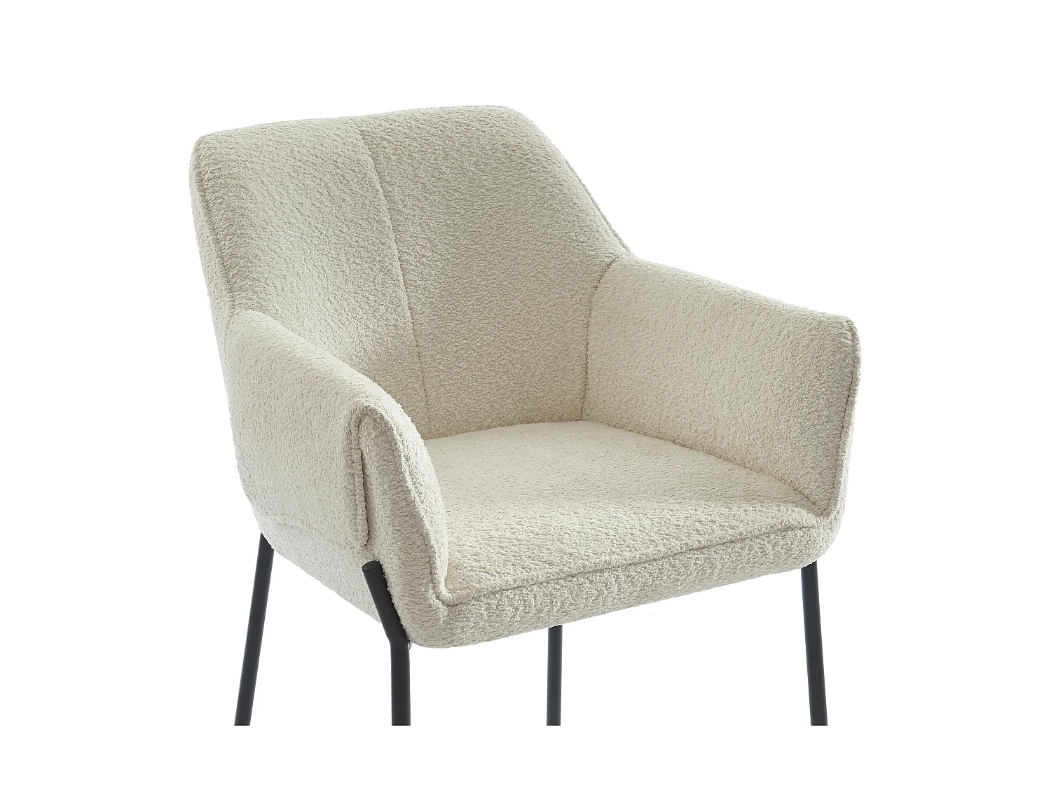 Lot de 2 chaises avec accoudoirs en tissu bouclette et métal noir - Crème - AKETI de Pascal Morabito