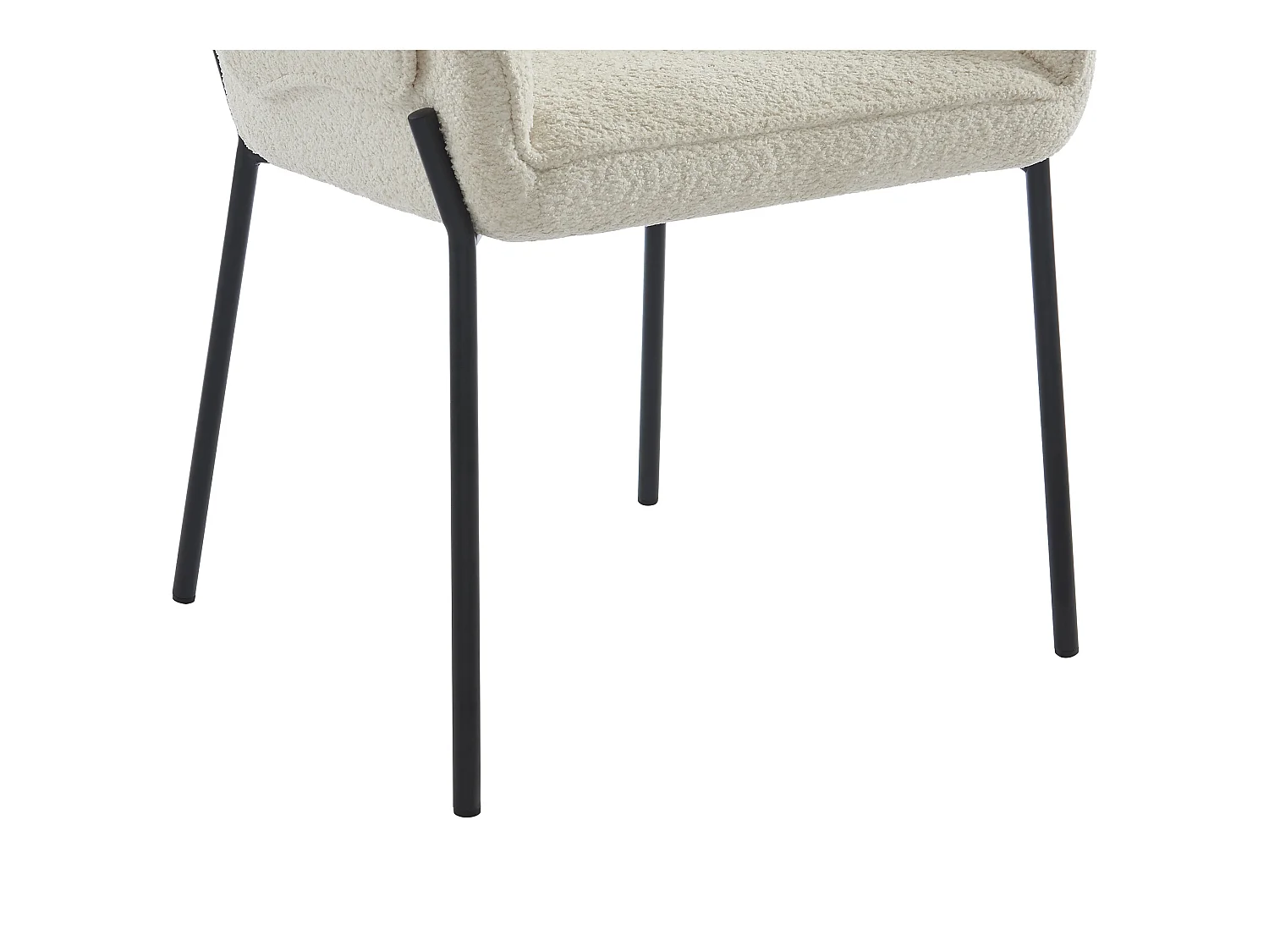 Lot de 2 chaises avec accoudoirs en tissu bouclette et métal noir - Crème - AKETI de Pascal Morabito