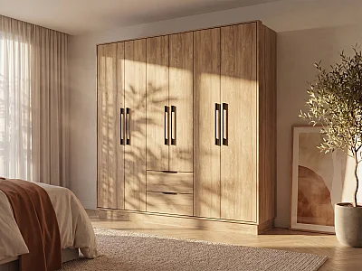 Kast met 6 deuren en 2 lades - L162 cm - Kleur: naturel - FEOVA