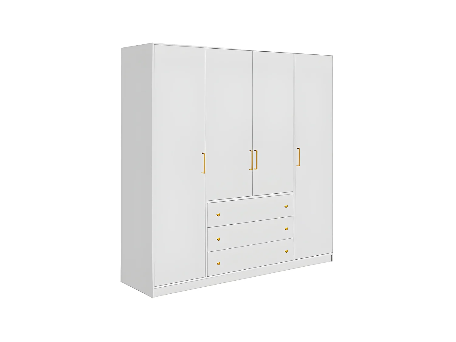 Kast met 4 deuren en 3 lades - L196 cm - Wit - LIZANDRO