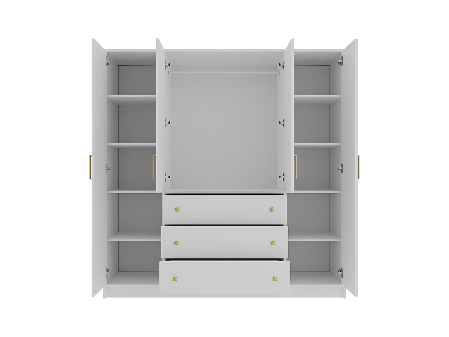 Kast met 4 deuren en 3 lades - L196 cm - Wit - LIZANDRO