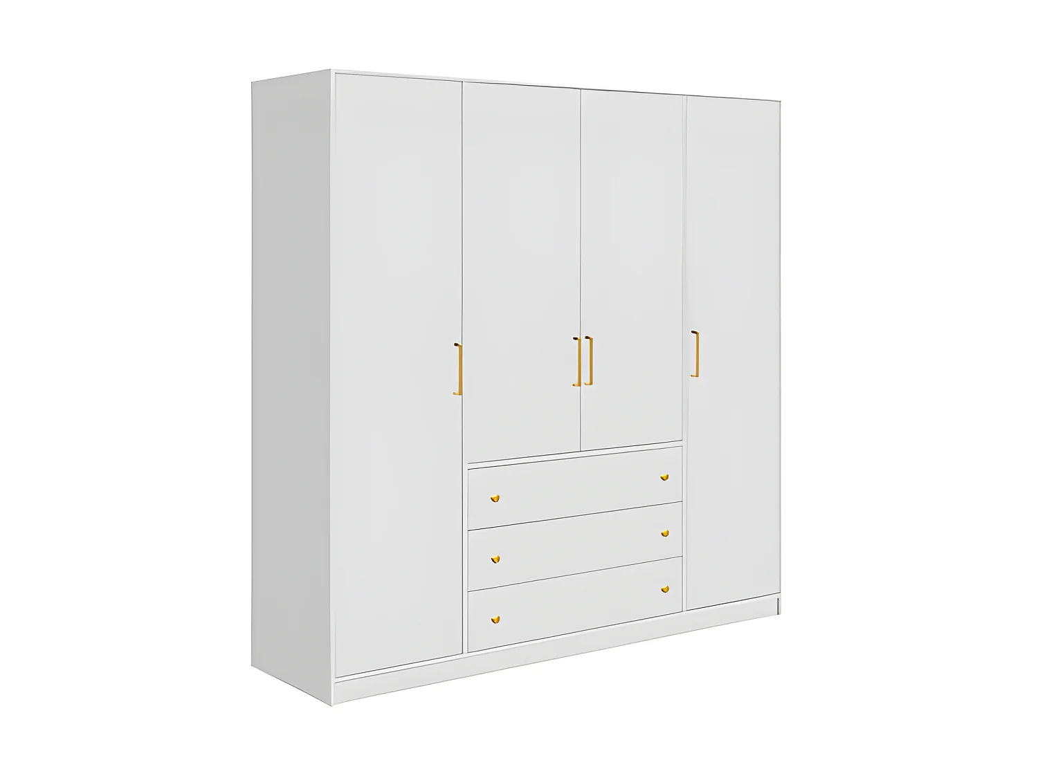 Kleiderschrank mit 4 Türen & 3 Schubladen - 196 cm - Weiß - LIZANDRO
