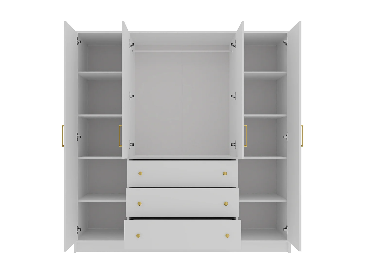 Kleiderschrank mit 4 Türen & 3 Schubladen - 196 cm - Weiß - LIZANDRO