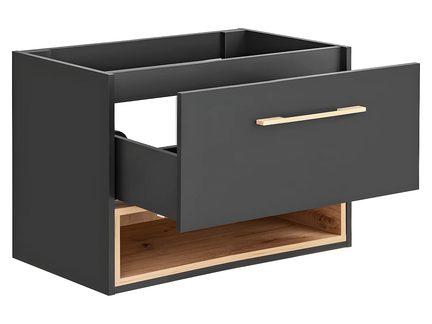 Szafka łazienkowa wisząca  w kolorze antracytowym z umywalką i lustrem - 80 cm - YANGRA