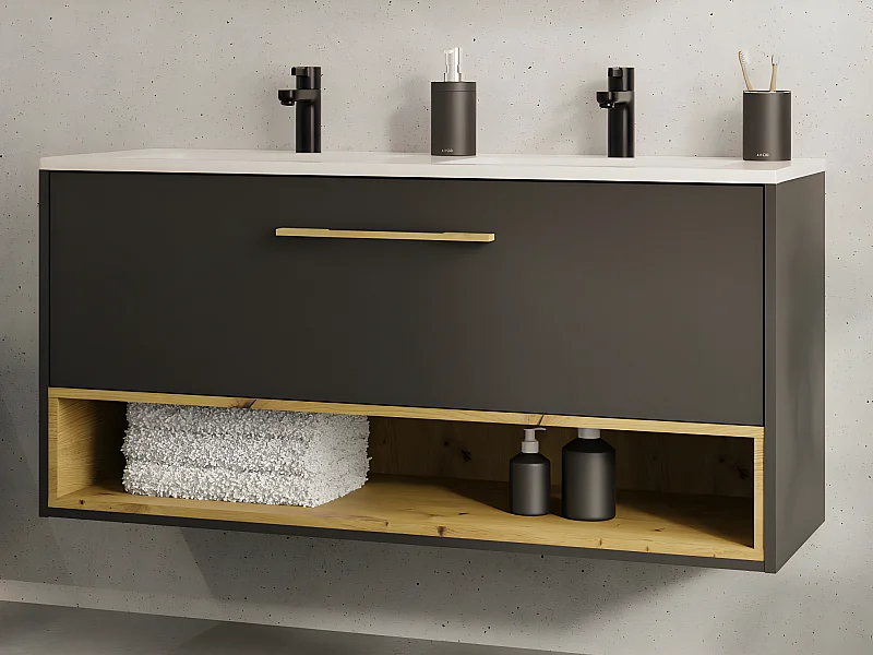 Waschbeckenunterschrank hängend - Anthrazit - mit Einbauwaschtisch - 120 cm - YANGRA