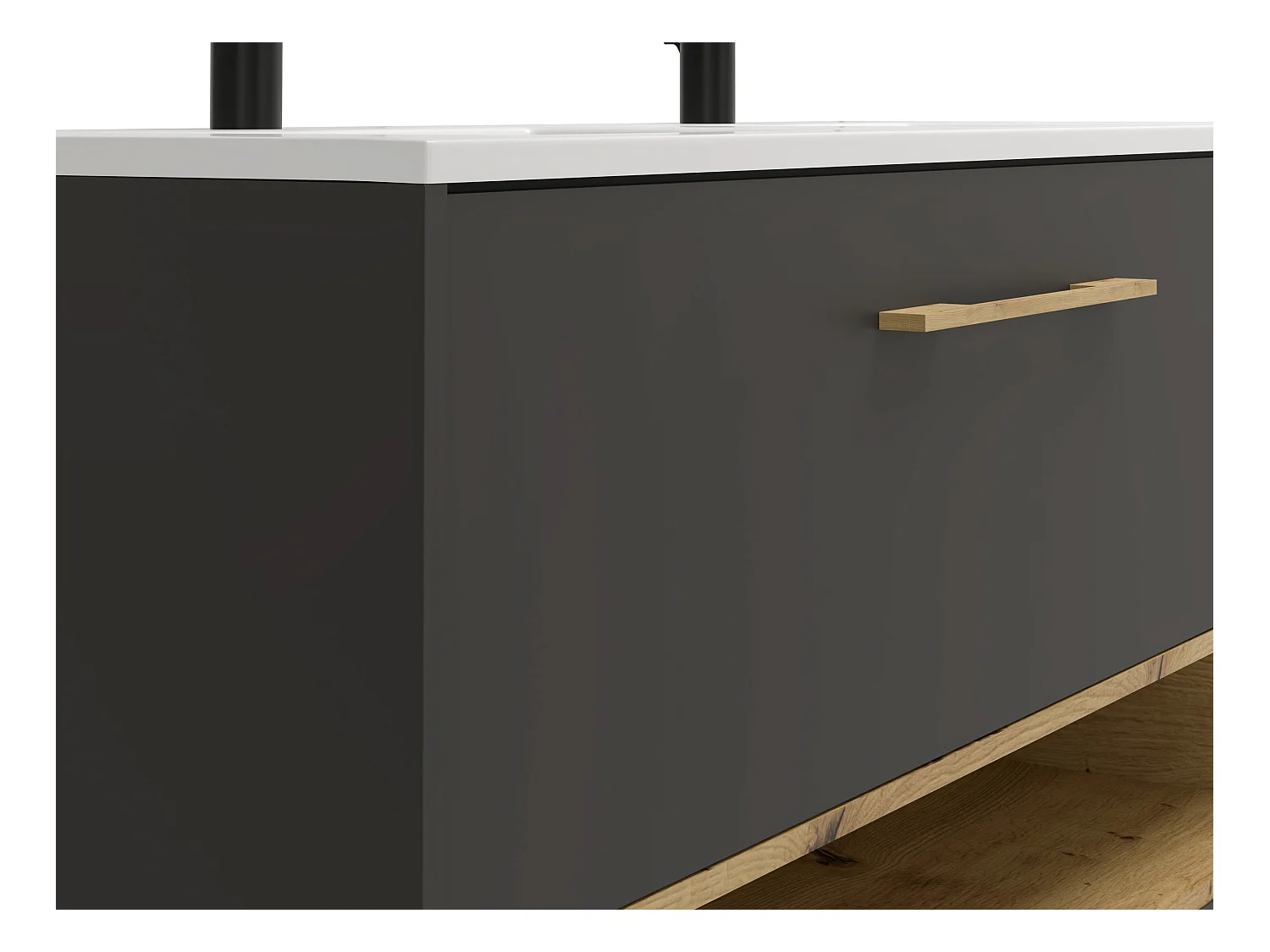 Antraciet hangmeubel voor badkamer met inbouwwastafel - 120 cm - YANGRA