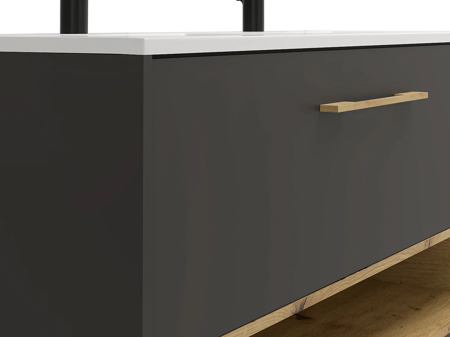 Szafka łazienkowa wisząca  w kolorze antracytowym z wbudowaną umywalką - 120 cm - YANGRA