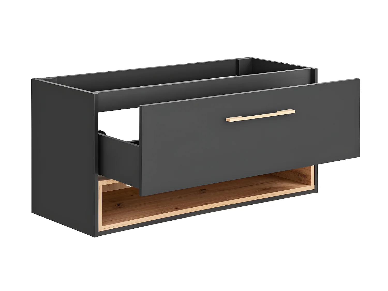 Mobile per bagno sospeso con lavabo a da incasso e armadietto bagno 120 cm Antracite - YANGRA