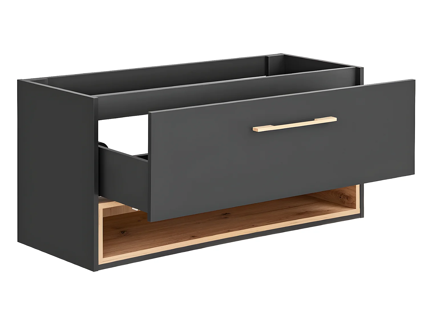 Waschbeckenunterschrank hängend - Anthrazit - mit Einbauwaschtisch & Spiegelschrank - 120 cm - YANGRA