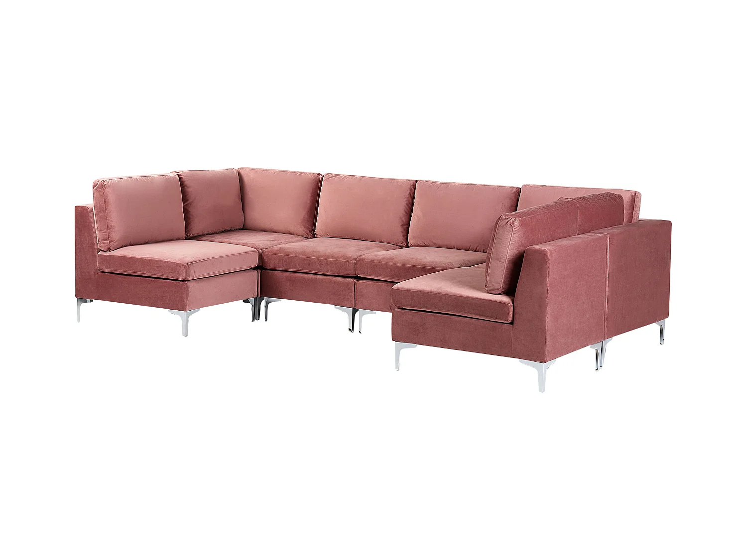 Canapé modulable en forme de U 6 places EVJA Velours Rose