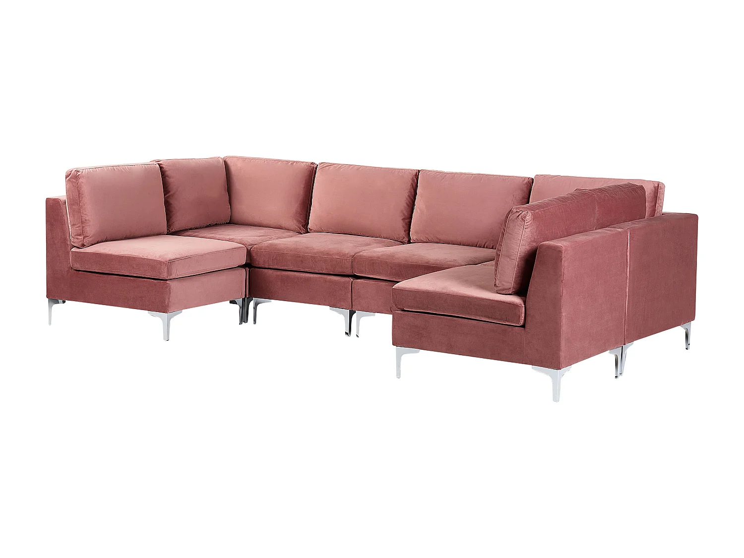 Canapé modulable en forme de U 6 places EVJA Velours Rose
