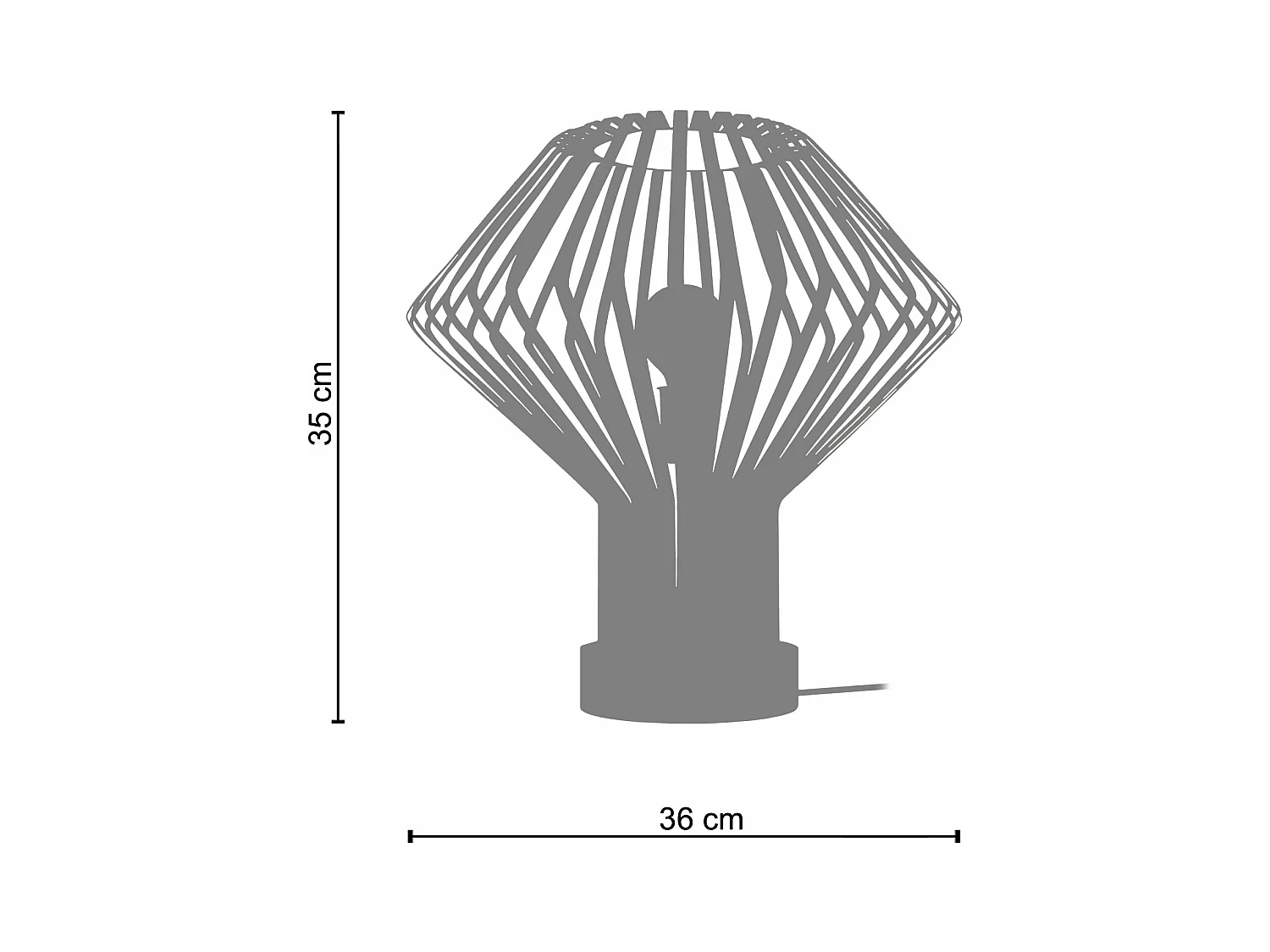 Lampe a poser bois, conique métal doré35 cm.