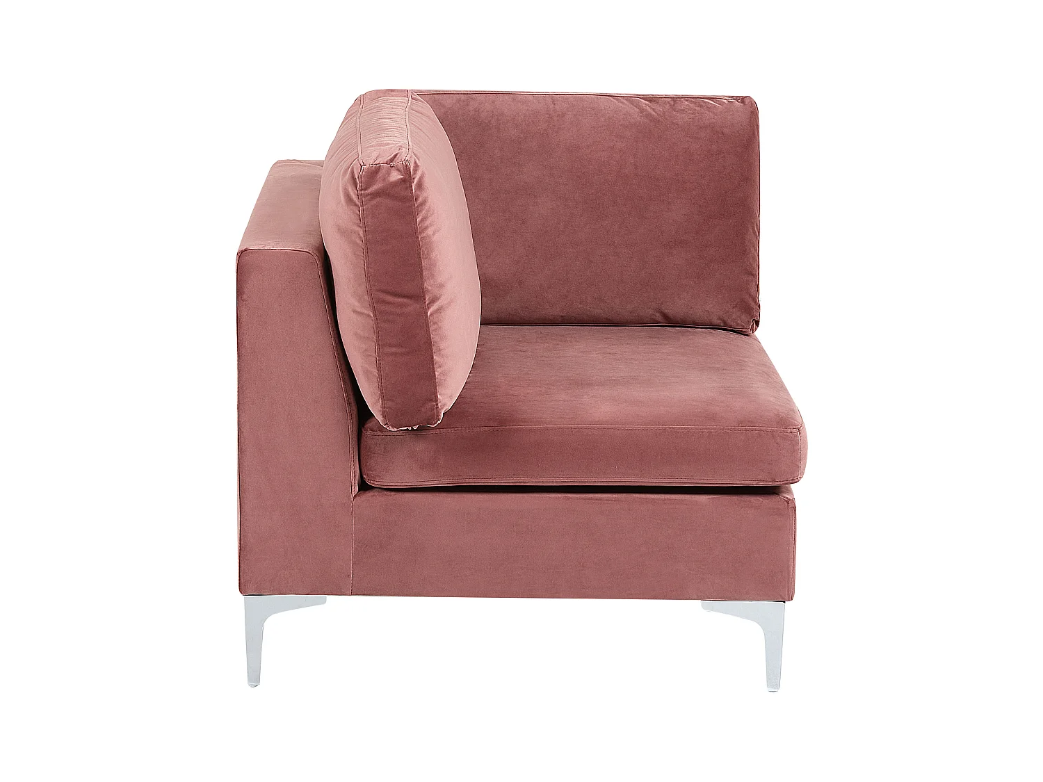 Canapé d'angle modulable 5 places EVJA Velours Rose avec ottoman Côté droit