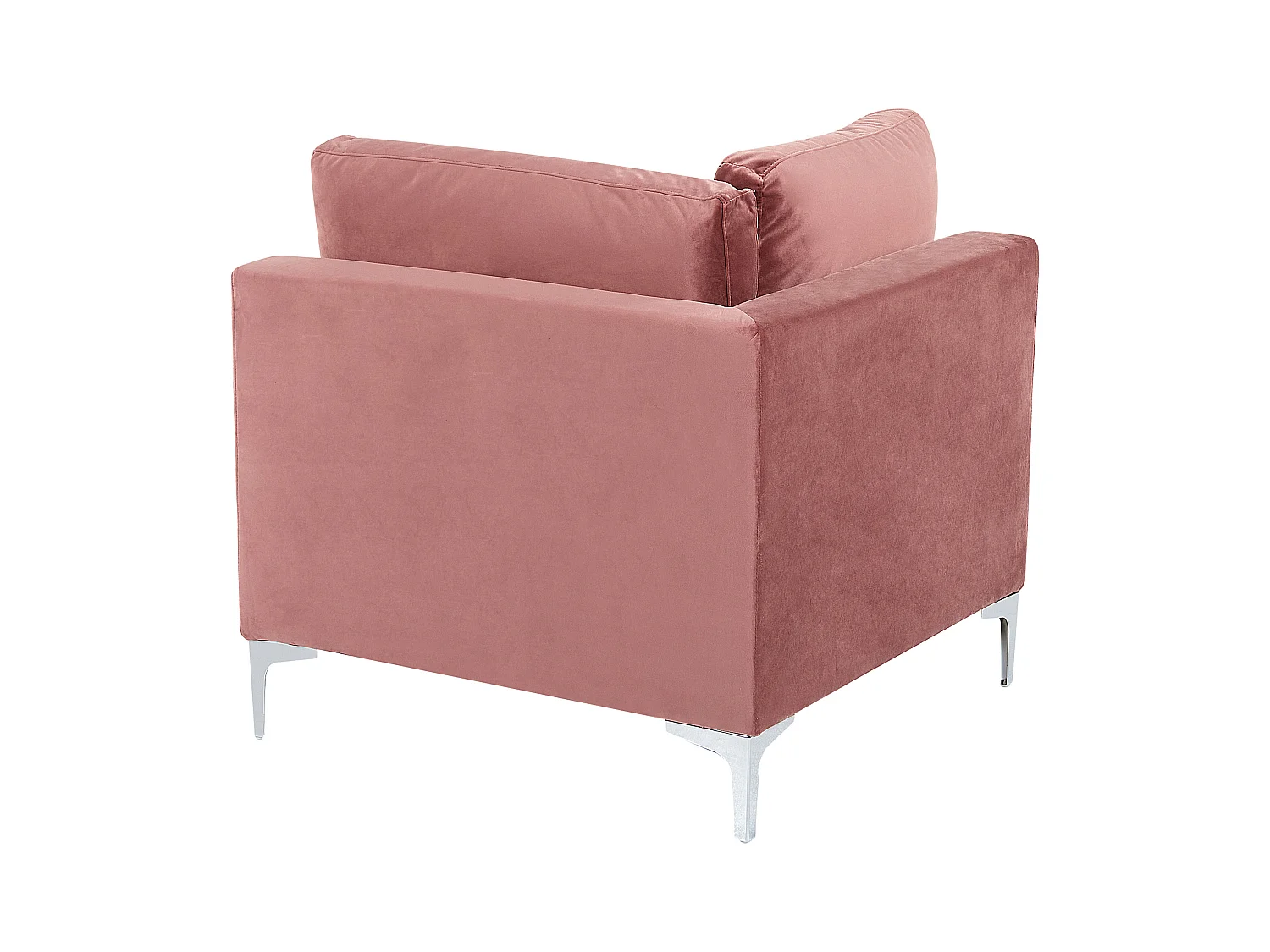 Canapé d'angle modulable 5 places EVJA Velours Rose avec ottoman Côté droit