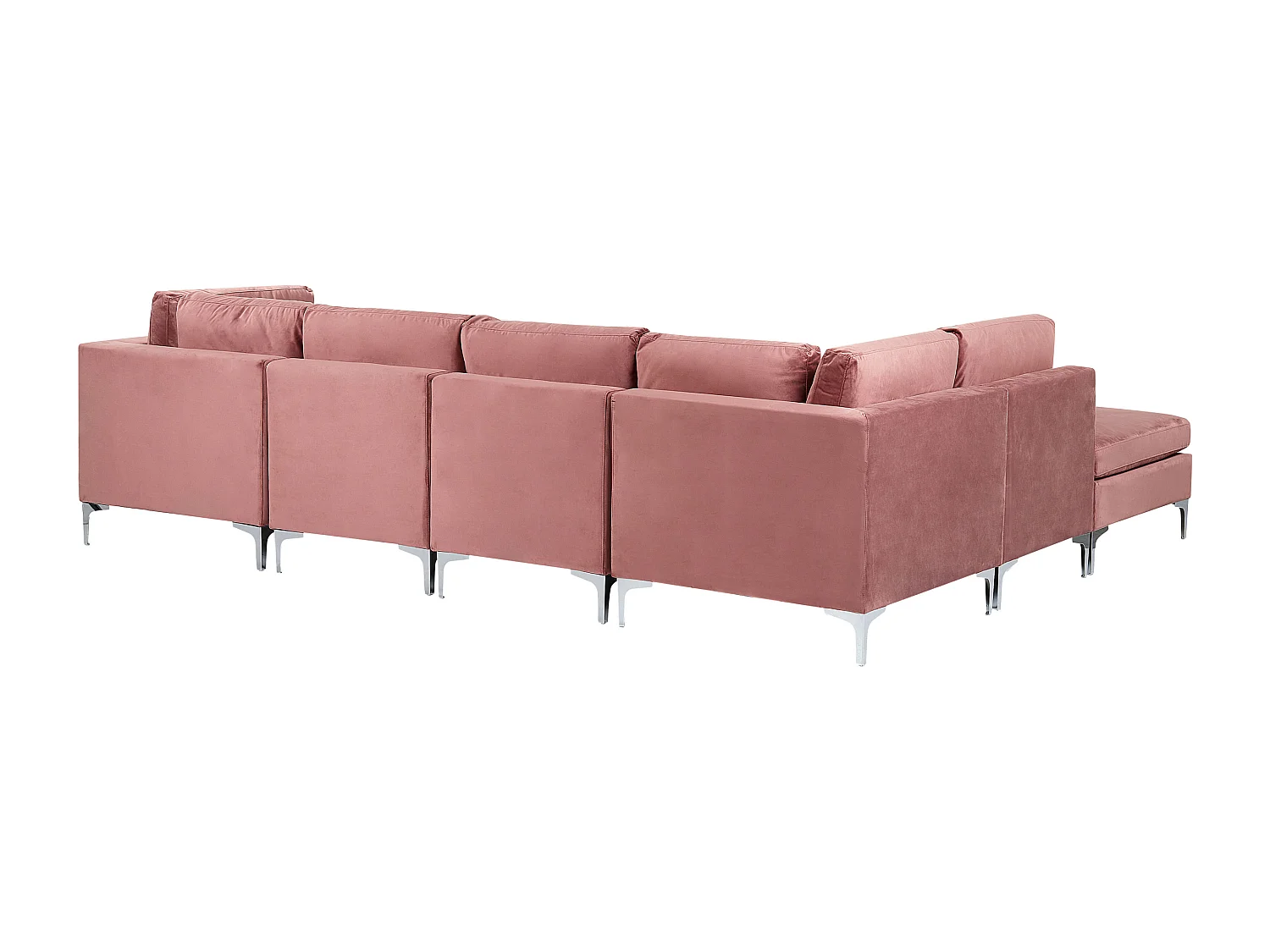 Modulaire hoekbank EVJA Fluweel Roze Met ottomaan 5-zitter Rechterzijde