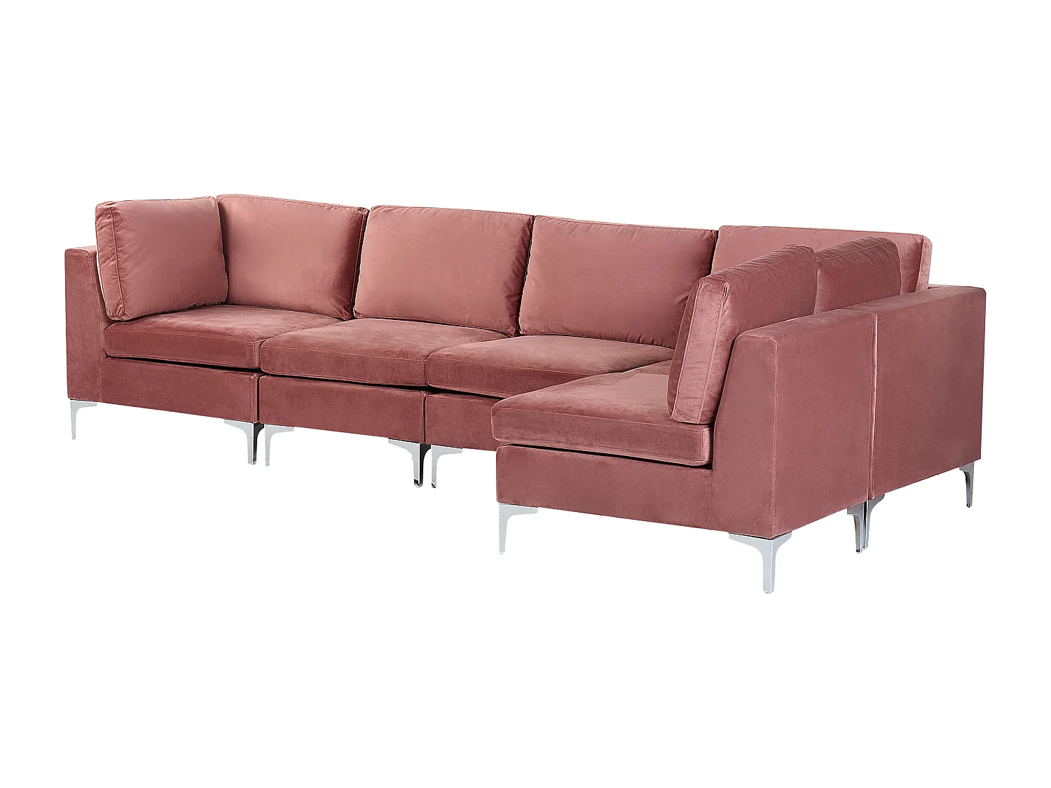 Modulaire hoekbank EVJA Fluweel Roze 5-zitter Linkerzijde