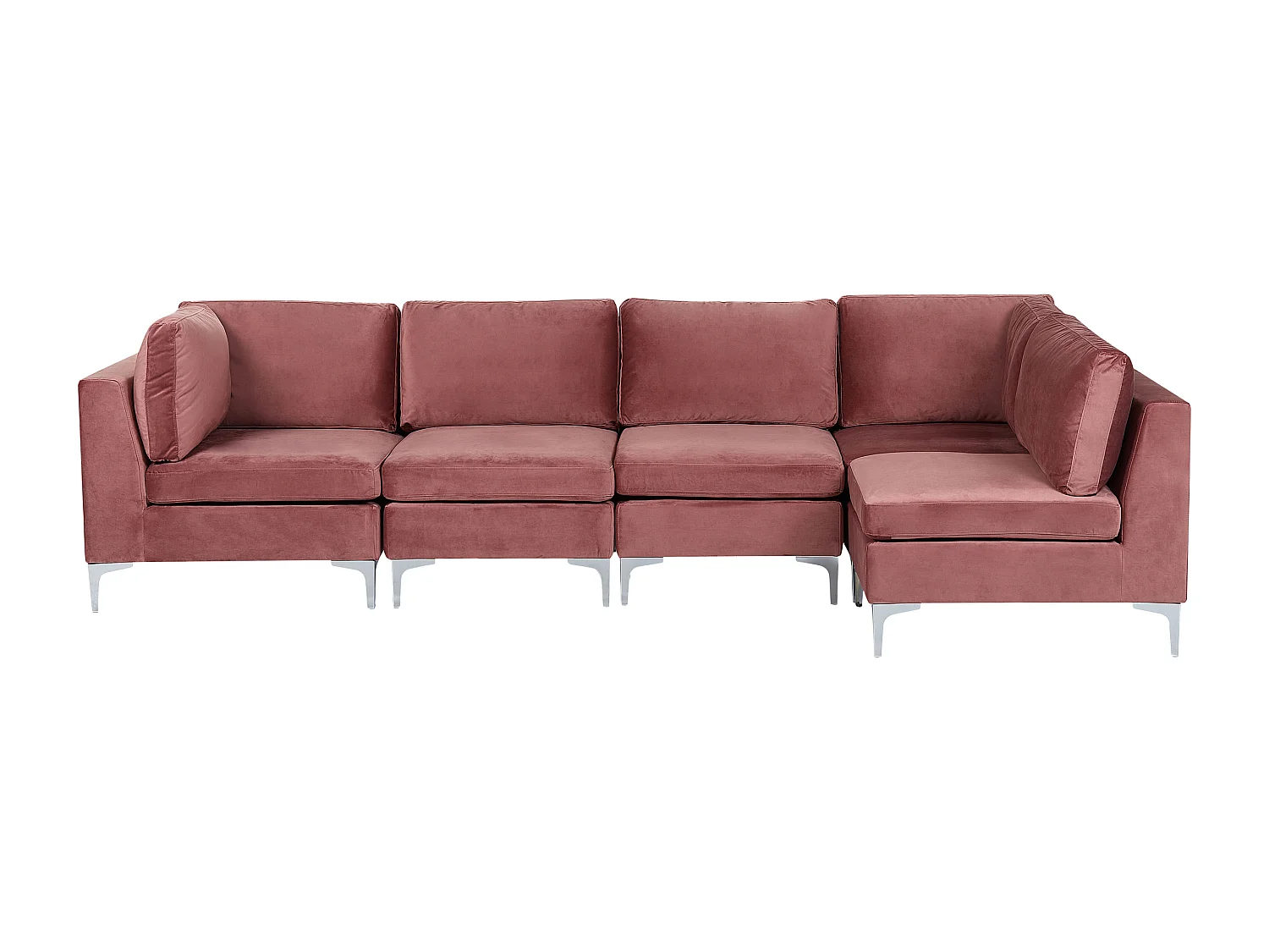 Modulaire hoekbank EVJA Fluweel Roze 5-zitter Linkerzijde