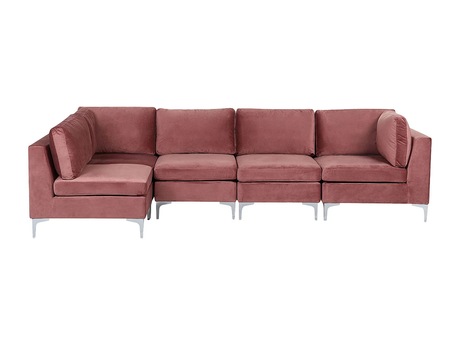 Canapé d'angle modulable EVJA Velours Rose 5 places Côté droit