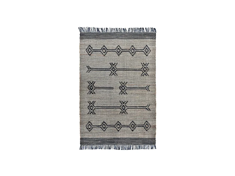 Tapis jute 160x230 fait à la main gris et noir TLIPO