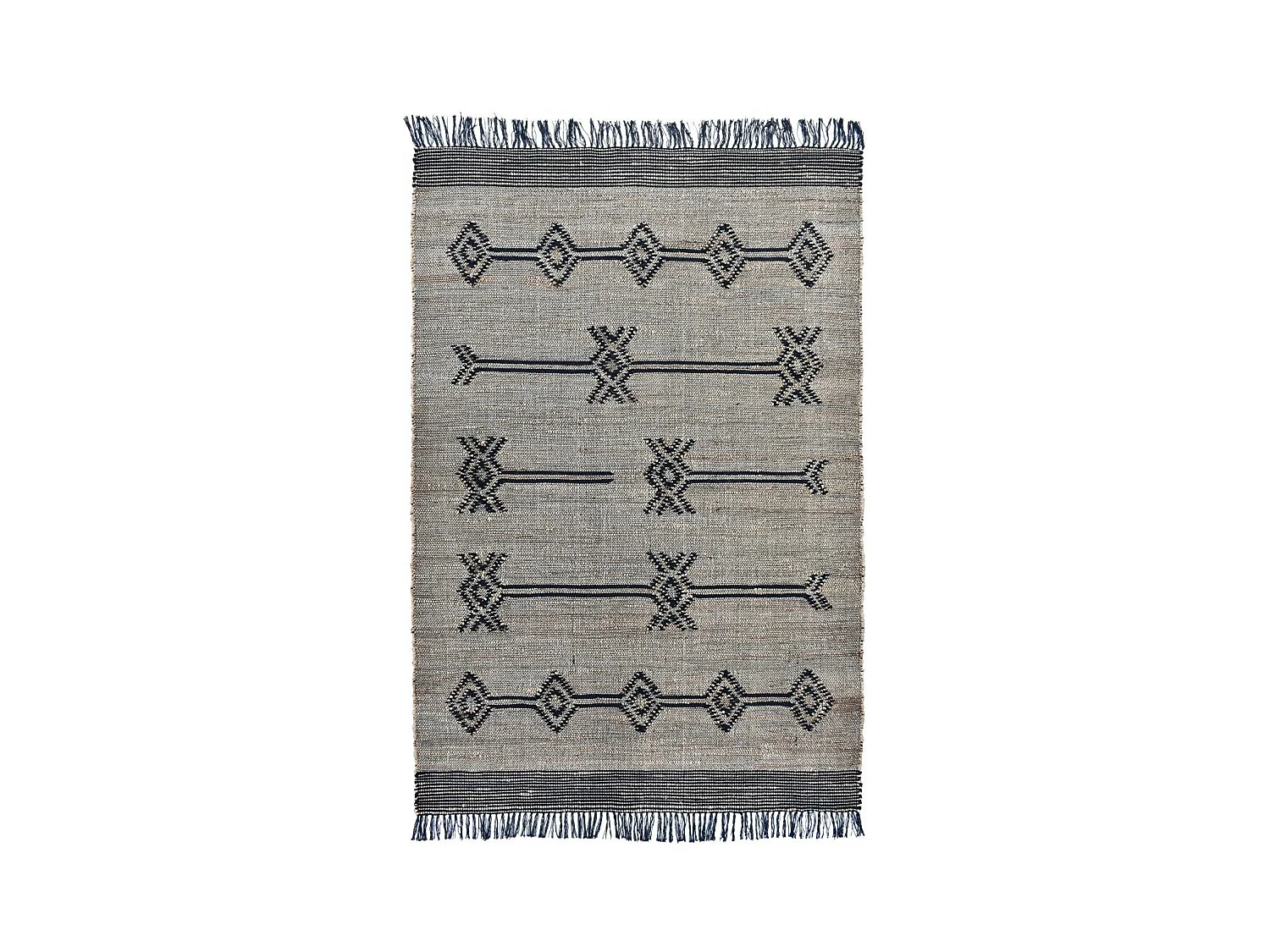 Tapis jute 160x230 fait à la main gris et noir TLIPO